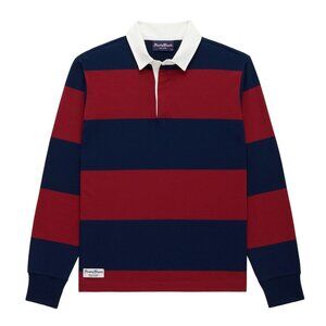 Rowing Blazers Rugby Polo Shirt - Burgundy Red/Navy Bue - Size Medium